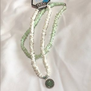 Saint Christopher Puka Shell Necklace White Mint